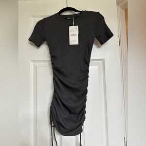 NWT Zara Gray Ruched Mini Dress